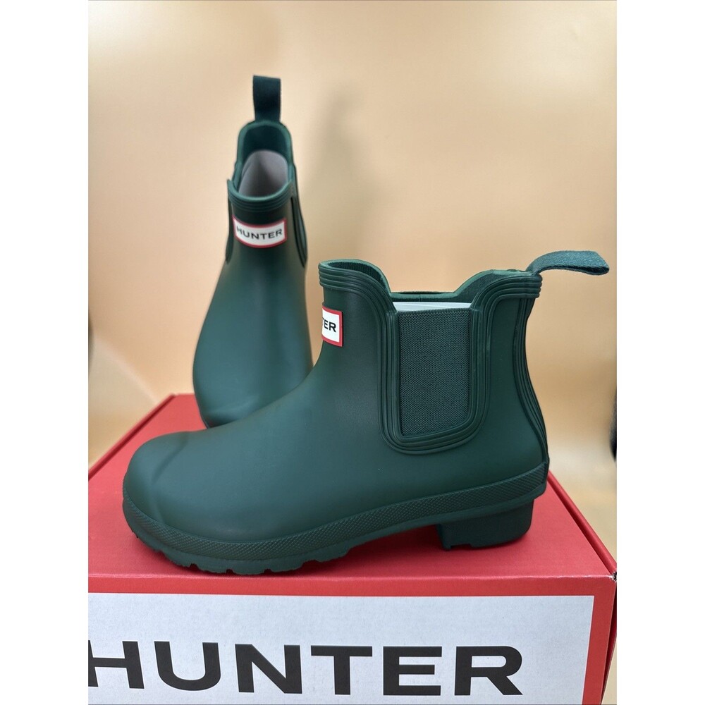 Hunter Original Chelsea Women's Waterproof Ankle Rain Boots, Green Size 6 - Picture 1 of 16